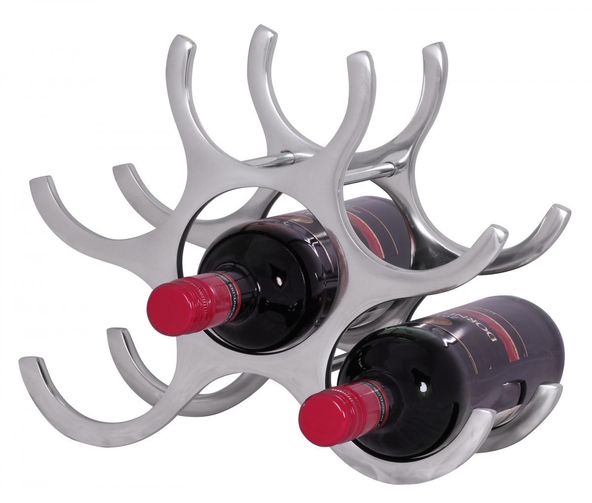 WEINREGAL Aluminium Modern Stil für 6 Flaschen platzsparend 24x29x14cm - Silberfarben, Metall (29/24/14cm) - KADIMA DESIGN
