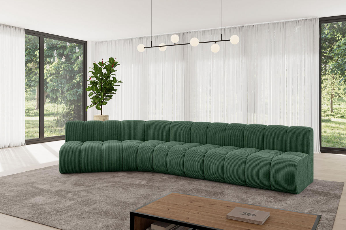 ECKSOFA modulares Sofa Montra-L2 - 381x174x70 cm Grün - Grün, Holzwerkstoff/Textil (381/174cm) - ALTDECOR
