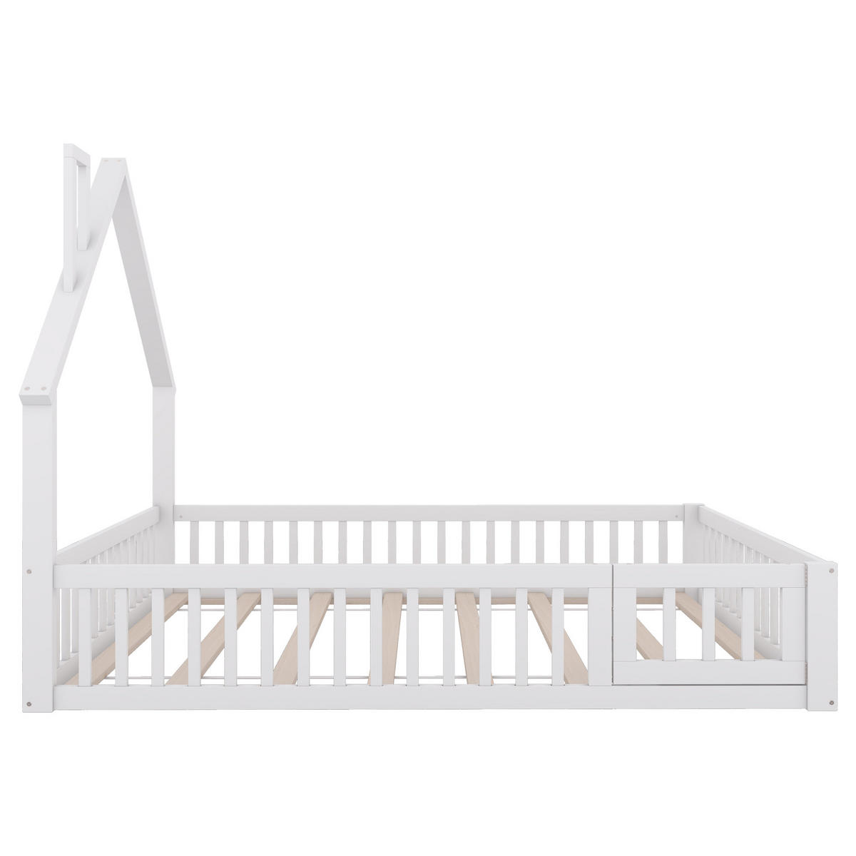 POLSTERBETT 140/200 cm Weiß Kinderbett mit Schornsteinform aus Kiefernholz - Weiß, Holz (140/200cm) - OKWISH