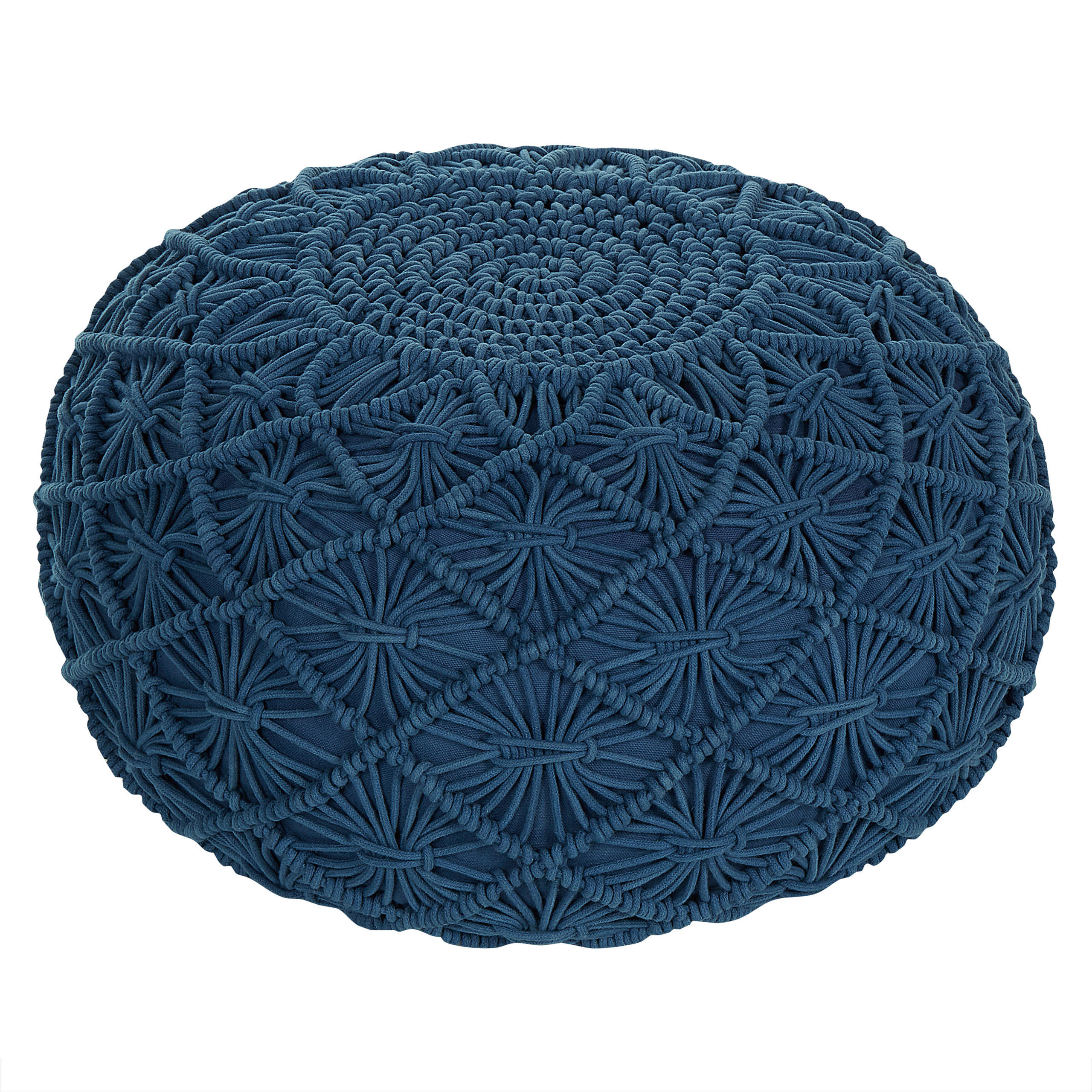 POUF Berkane 50/50/30 cm - Blau, Naturmaterialen/Textil (50/30/50cm) - Beliani