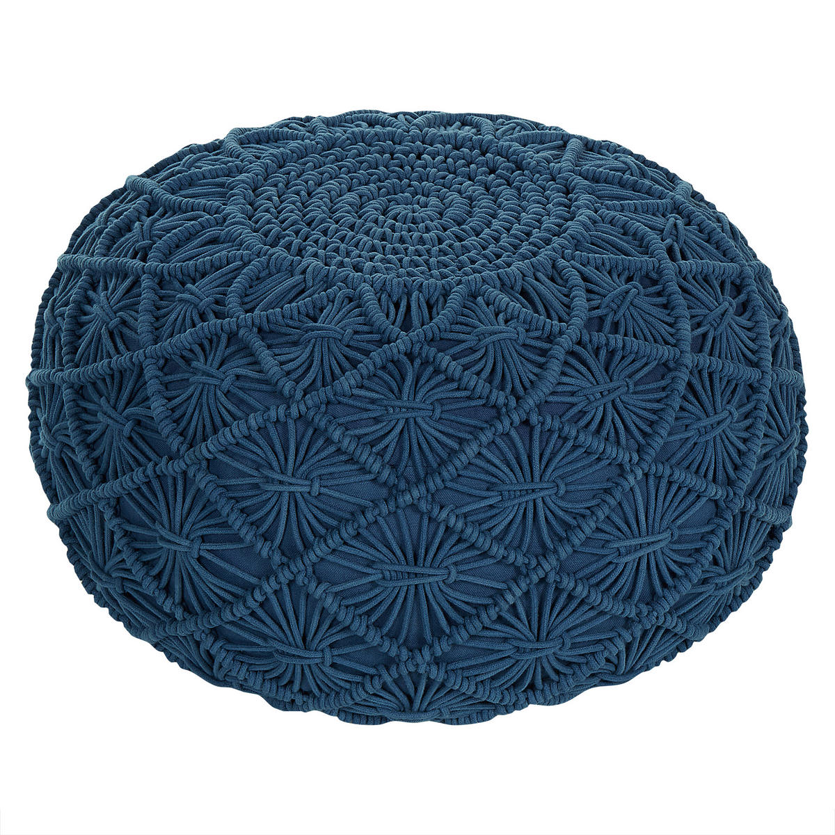 POUF Berkane 50/50/30 cm - Blau, Naturmaterialen/Textil (50/30/50cm) - Beliani