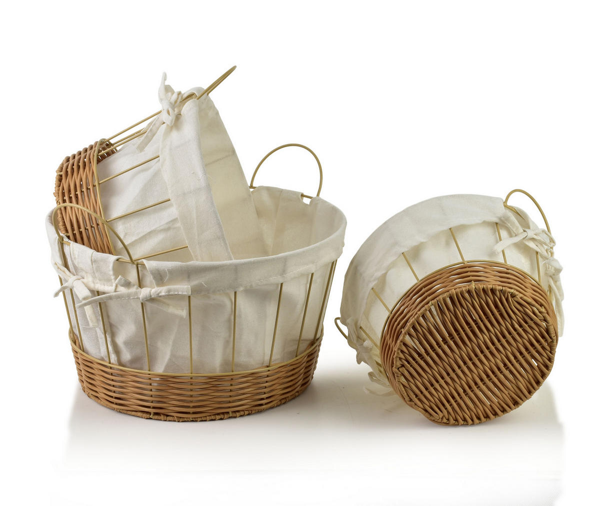 BROTKORB Will 3er Set Weiß 35x35x20,5/26,5 cm Metall - Weiß, Metall (35/26.5/35cm) - Mondex