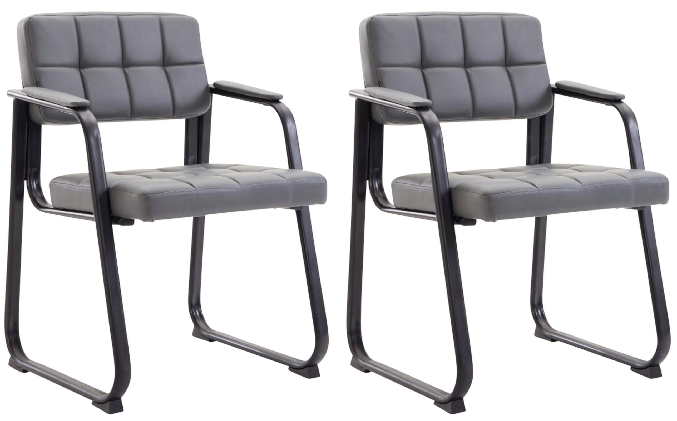 ARMLEHNENSTUHL 2er Set Lederlook Grau - Grau, Textil/Metall (59/84/58cm) - CLP