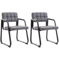 ARMLEHNENSTUHL 2er Set Lederlook Grau - Grau, Textil/Metall (59/84/58cm) - CLP