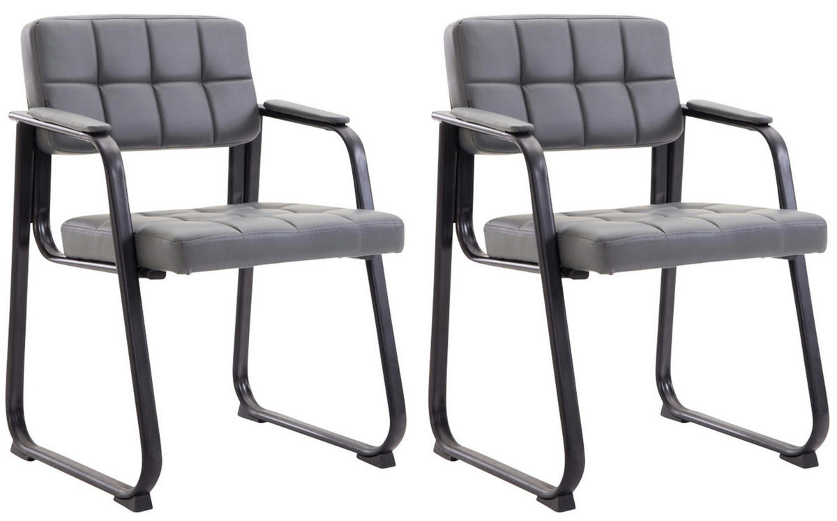 ARMLEHNENSTUHL 2er Set Lederlook Grau - Grau, Textil/Metall (59/84/58cm) - CLP