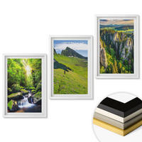 WANDBILDER 3er-Set - 40x60 cm Weißer Rahmen - Grüne Berge Wasserfallwald - Weiß, Kunststoff (40/60cm) - ArtPrintCave