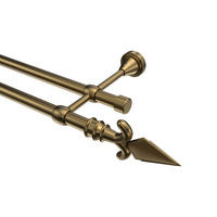 GARDINENSTANGE Primus Matteo 480 cm (geteilt in 3 x 160 cm), 2-läufig (ohne Ringe), 16 mm Ø Messing Antik - Messingfarben/Bronzefarben, Metall (480cm) - INTERDECO