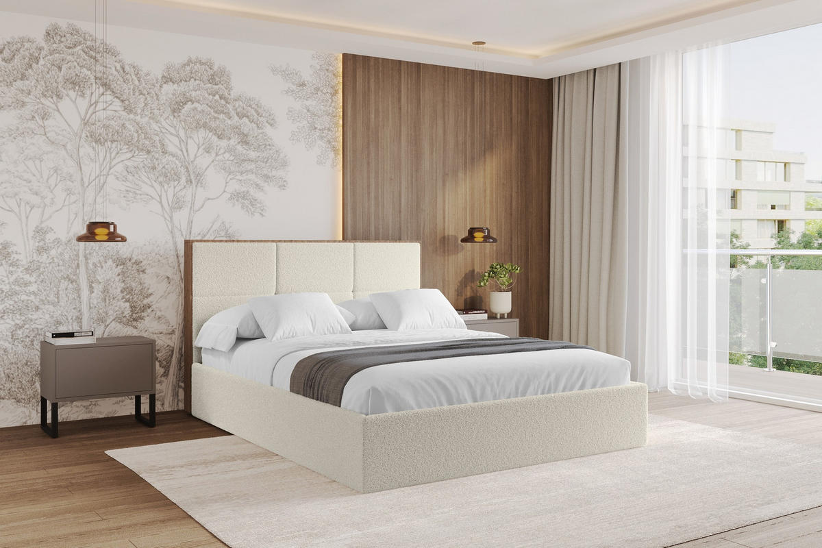 POLSTERBETT mit Bettkasten und Lattenrost, Bett mit Matratze H3/H4 - LILA 140x200 Beige - Sandfarben, Holzwerkstoff/Textil (140/200cm) - ALTDECOR