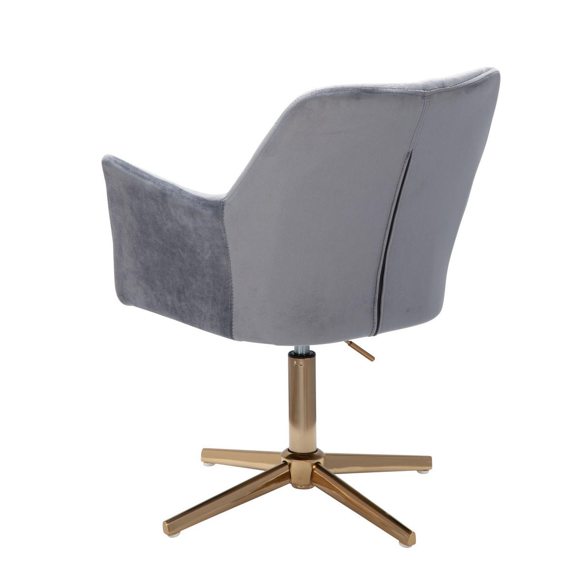 DREHSTUHL Samt mit Armlehnen Eisengestell 360° Funktion, Grau 97x55x55 cm - Goldfarben/Grau, Textil/Metall (97/55/55cm) - KADIMA DESIGN