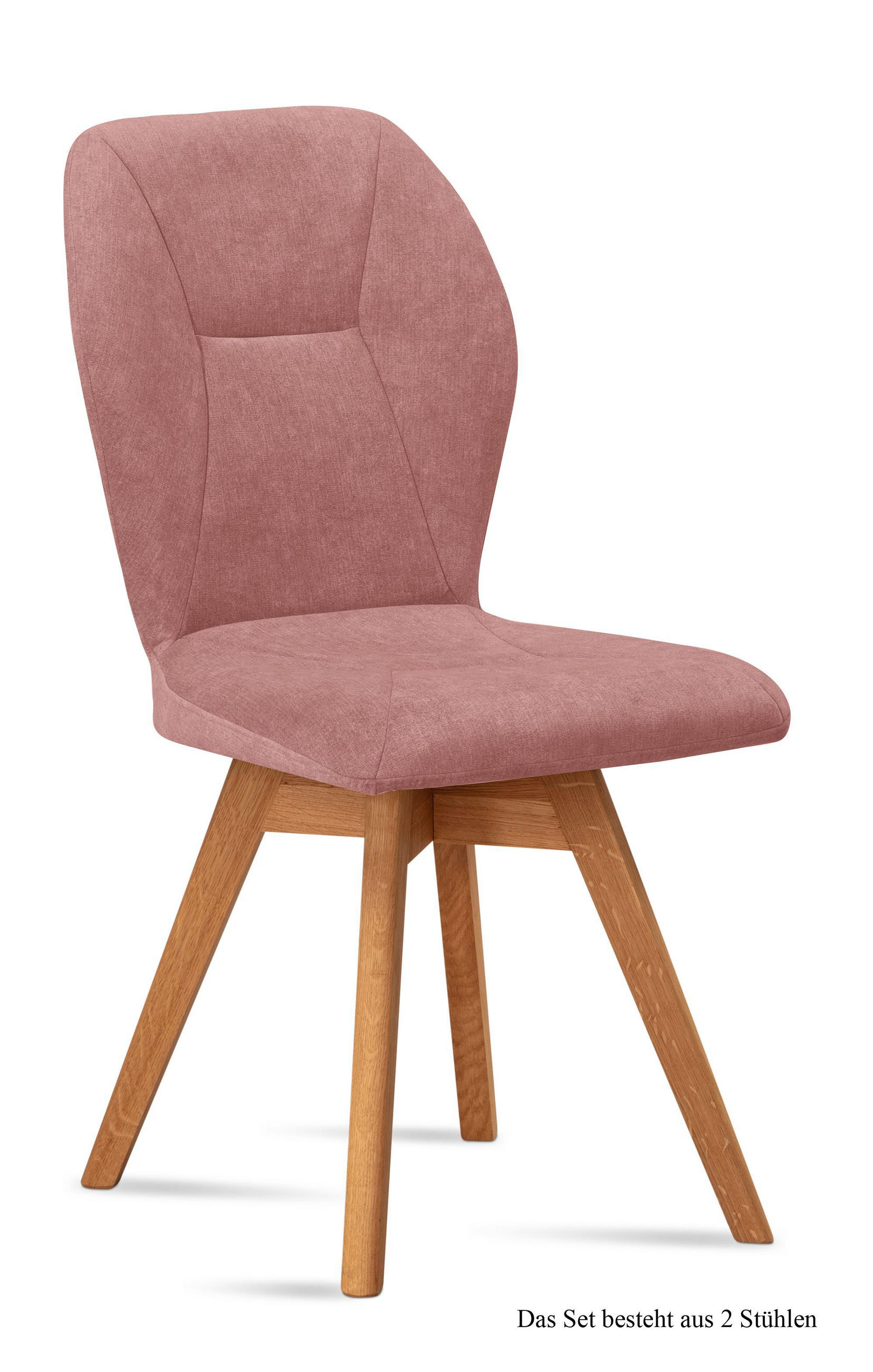 ESSZIMMERSTUHL drehbar (2er-Set) Draga 51x92x60 Eiche geölt/Rosewood - Eichefarben/Dunkelrosa, Kunststoff (60/92/51cm) - 58aufmkessel