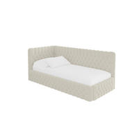 EINZELLBETT Jugendbett mit Bettkasten und Matratze H3/H4, Rechts - MULY 100x200 Beige - Perlmutt, Holzwerkstoff/Textil (100/200cm) - ALTDECOR