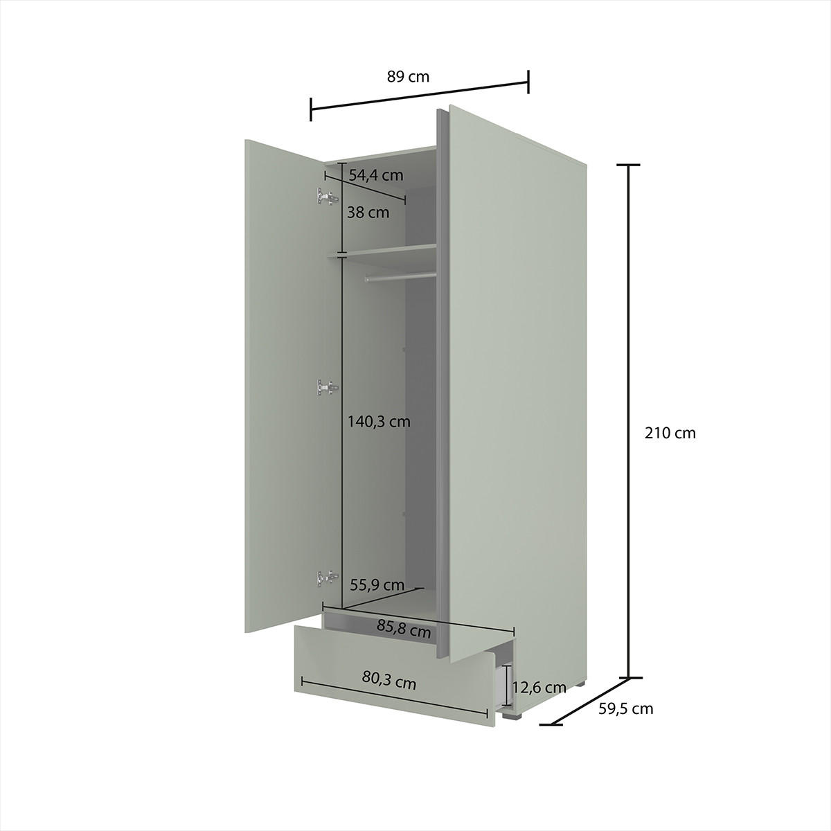 SKŘÍŇ 2DVEŘOVÁ Lilia Zelená - zelená barva, kompozitní dřevo (89/210/59.5cm) - Petits-meubles