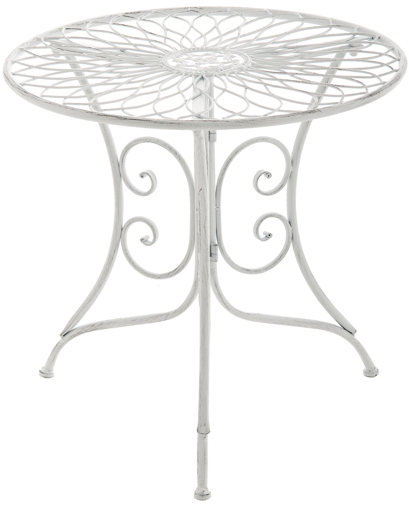 GARTENTISCH Jan Antik 55x55x52cm Metall Antik-Weiß Balkontisch - Weiß, Metall (55/55/52cm) - DELUKE