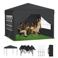 FALTPAVILLON 300 x 300 cm Anthrazit mit Seitenwänden - Anthrazit, Textil (300/260/300cm)