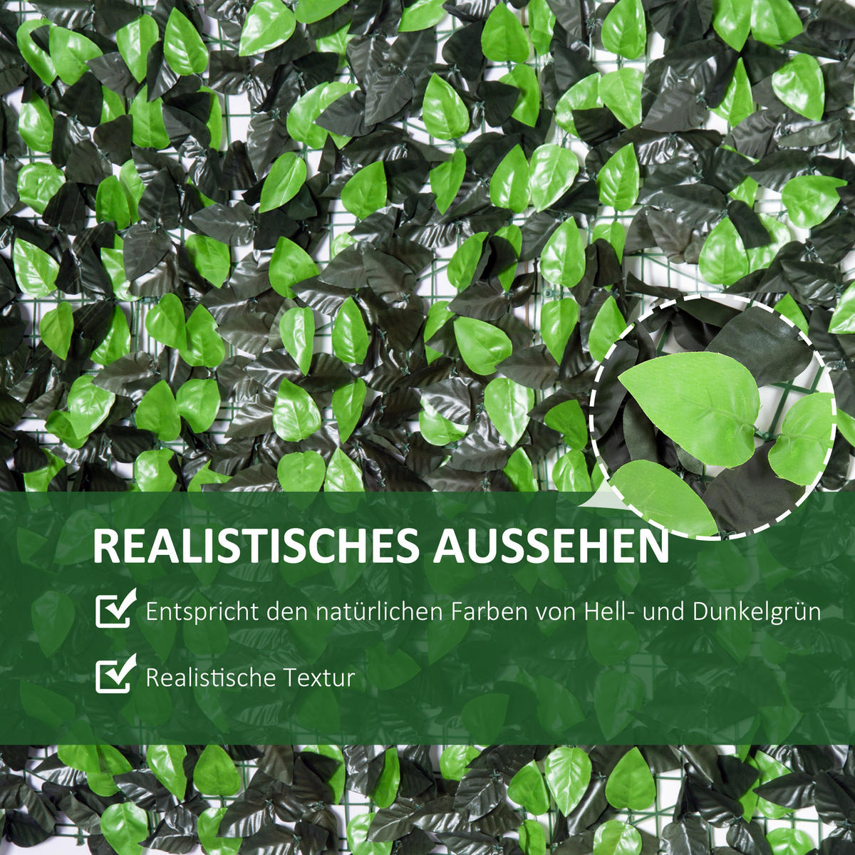 SICHTSCHUTZ, mit UV-Schutz, Heckenpflanze, für Garten, Terrasse, Grün, 3 x 1 m - Grün, Kunststoff (100/100cm) - Outsunny