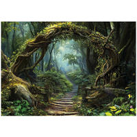 FOTOTAPETE 3D Effekt Wald Natur 150x105 - Multicolor, Papier (150/105cm) - Wallarena
