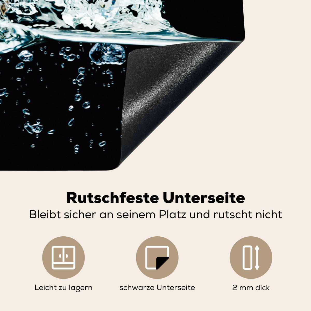 HERDABDECKPLATTE Wasser - Obst - Orange - Erdbeere - Kirsche - Schwarz 78x78 cm - Orange, Kunststoff (78/0.2/78cm) - MuchoWow