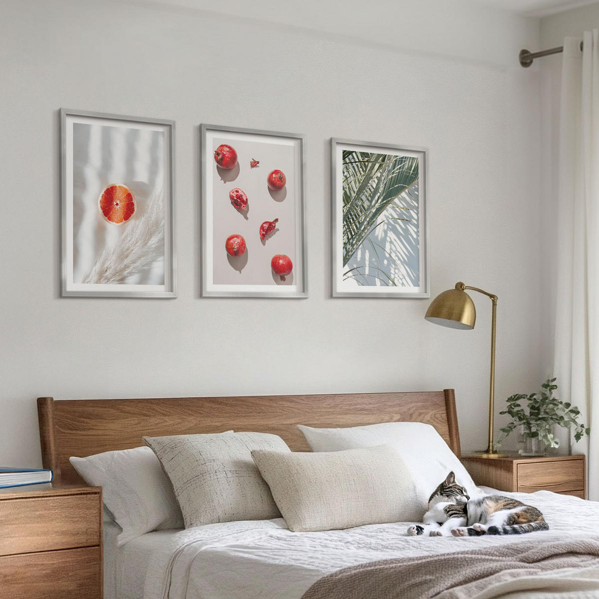 WANDBILDER 3er Set - 40x60 cm Silberner Rahmen - Feiertagspalmenfrüchte - Silberfarben, Kunststoff (40/60cm) - ArtPrintCave