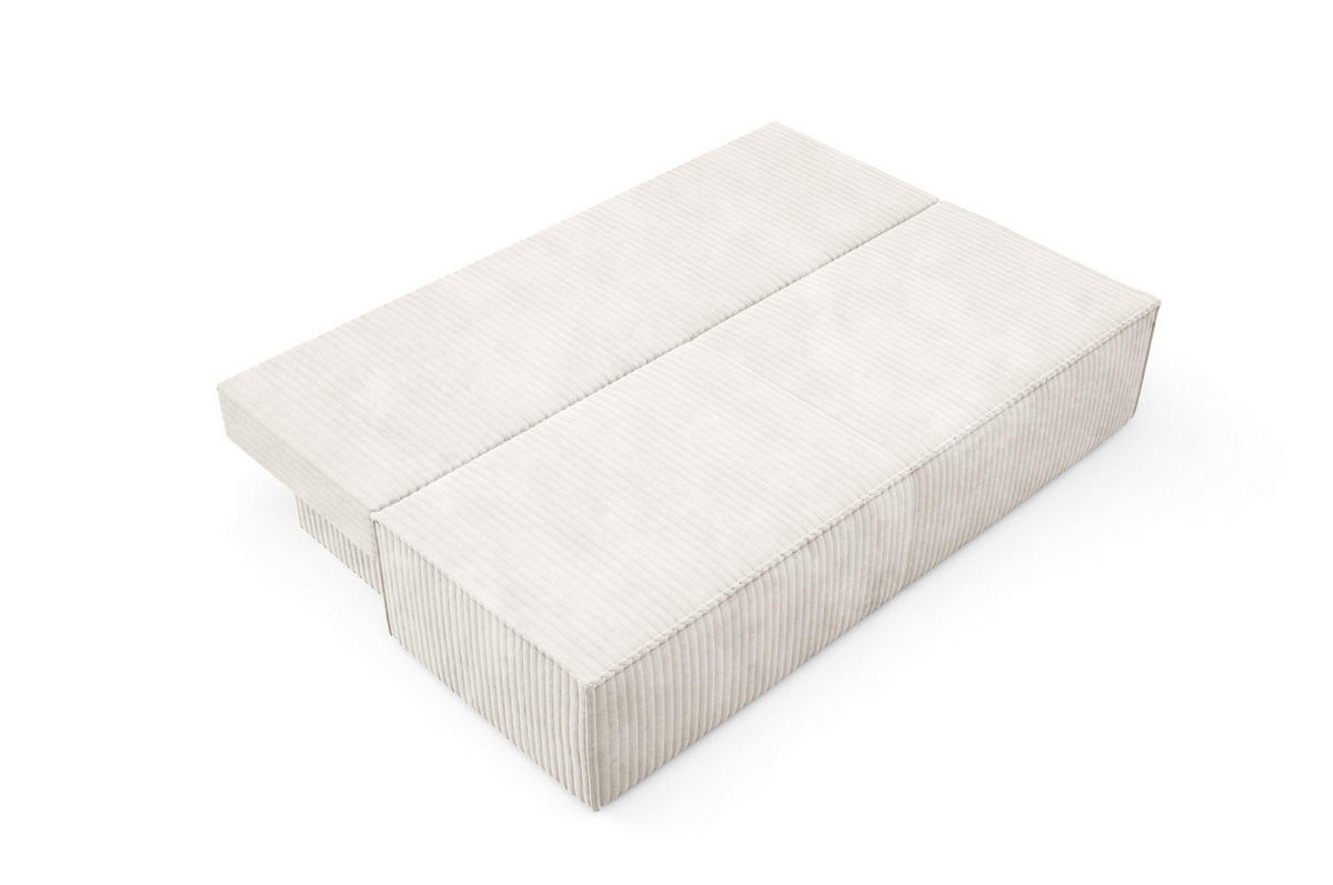 BETTSOFA TESSO Creme Kordstoff mit Schlaffunktion - Creme, Holz (202/74/94cm) - MASSENO