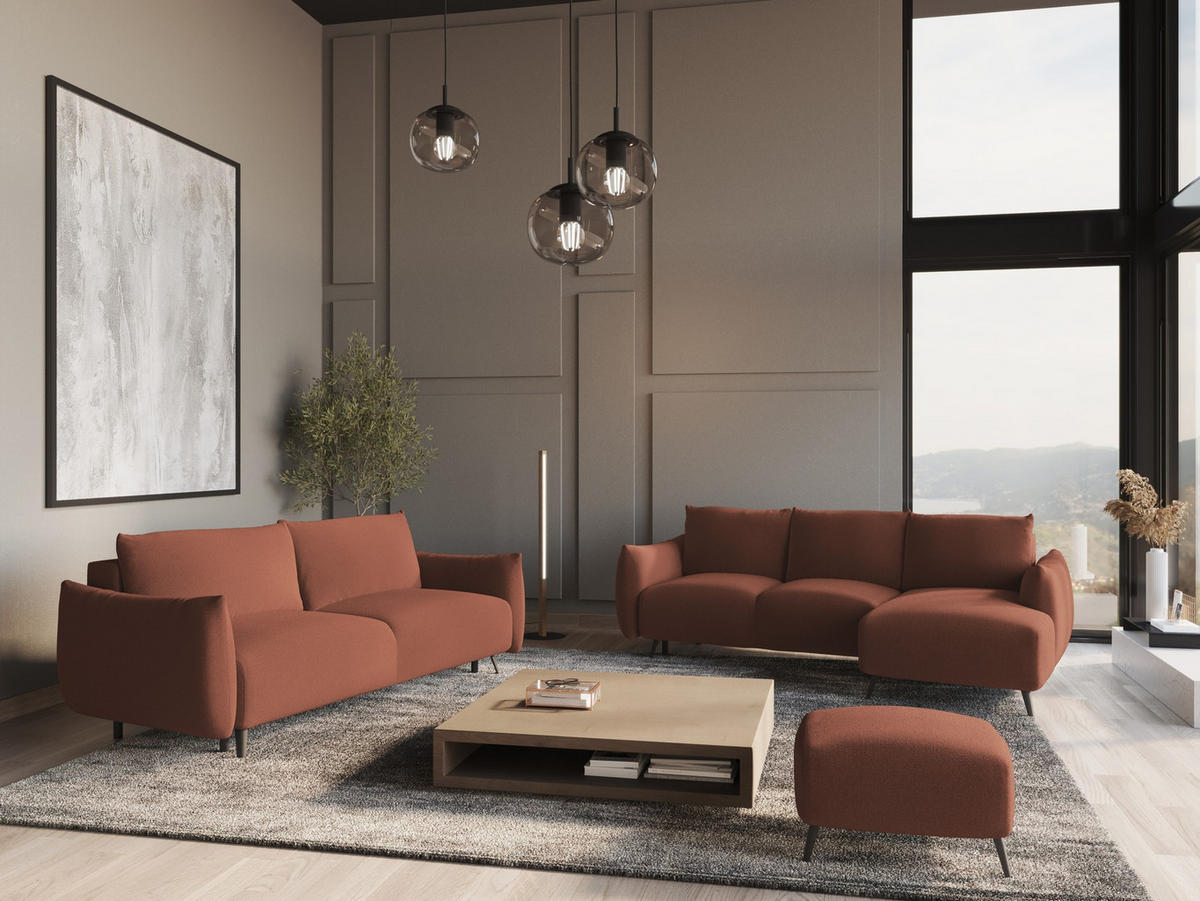 3-SITZER SOFA mit Schlaffunktion Chenille Stoff Pink - Pink/Hellrosa, Textil/Metall (230/86/105cm) - Makamii