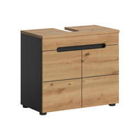 WASCHBECKENUNTERSCHRANK Canu Bad in Basalt grau Nb. und Artisan Nb. B/H/T: 63x55x34 cm - Eiche Artisan, Holzwerkstoff (63/55/34cm)