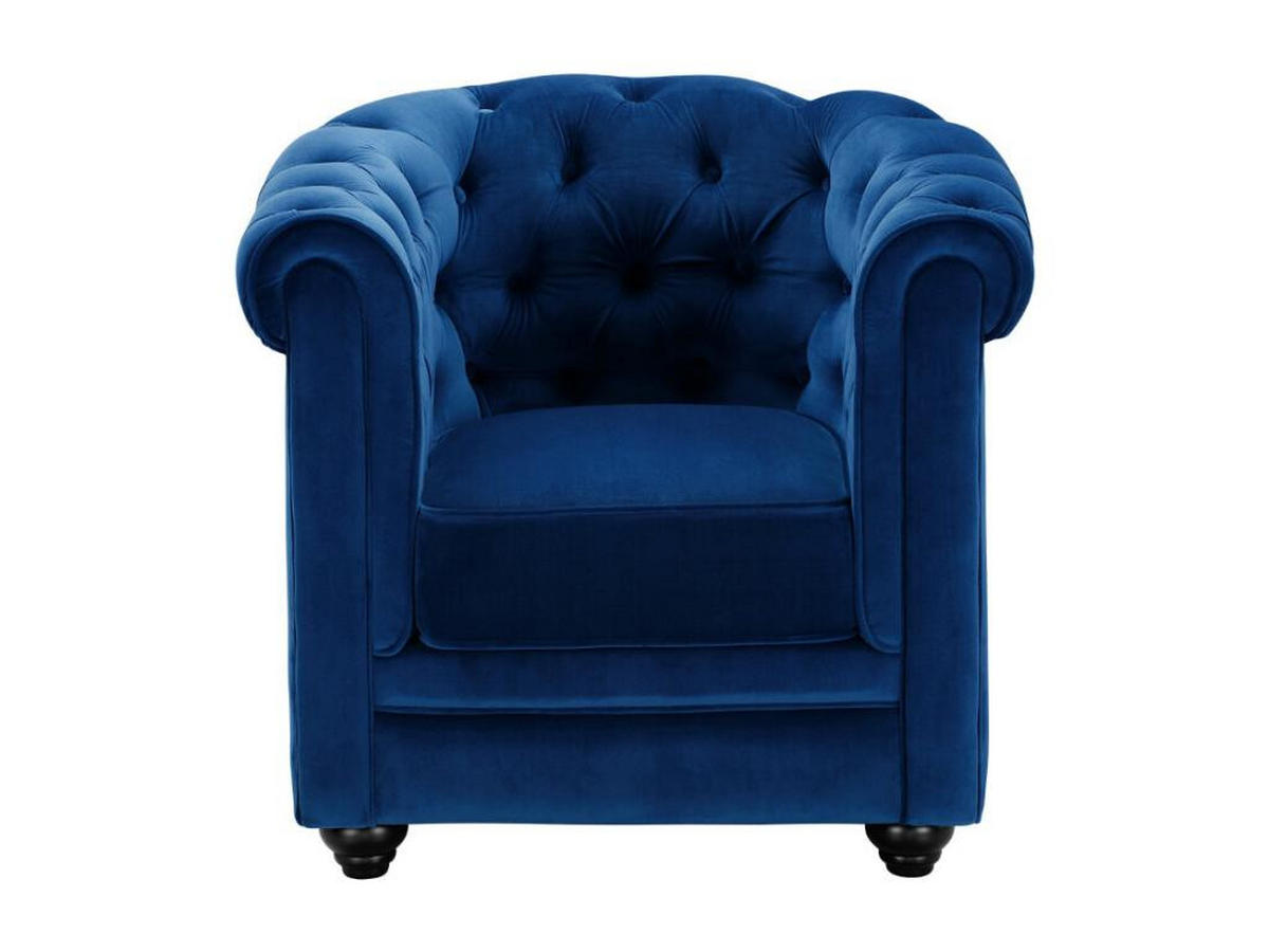 SESSEL 2er-Set - Samt - Dunkelblau - CHESTERFIELD - Blau, Textil (78/72/85cm) - Vente-Unique