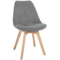 STUHL Cord grau - Eukalyptusholzfarben/Grau, Holz/Textil (49/83/50cm) - CLP