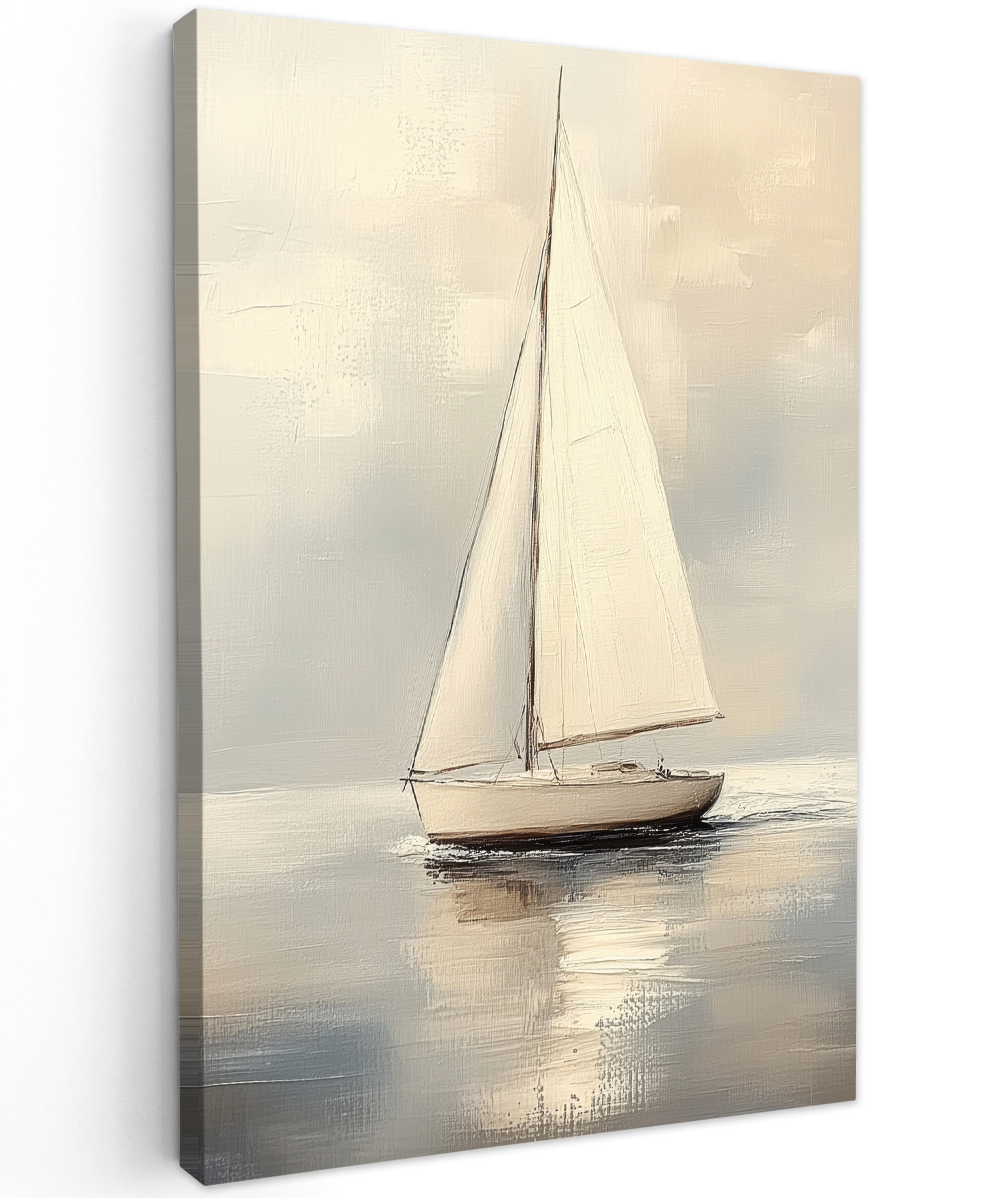 LEINWANDBILD Segelschiff - Meer - Bewölkt 90x140 cm - Creme, Textil (90/140cm) - MuchoWow