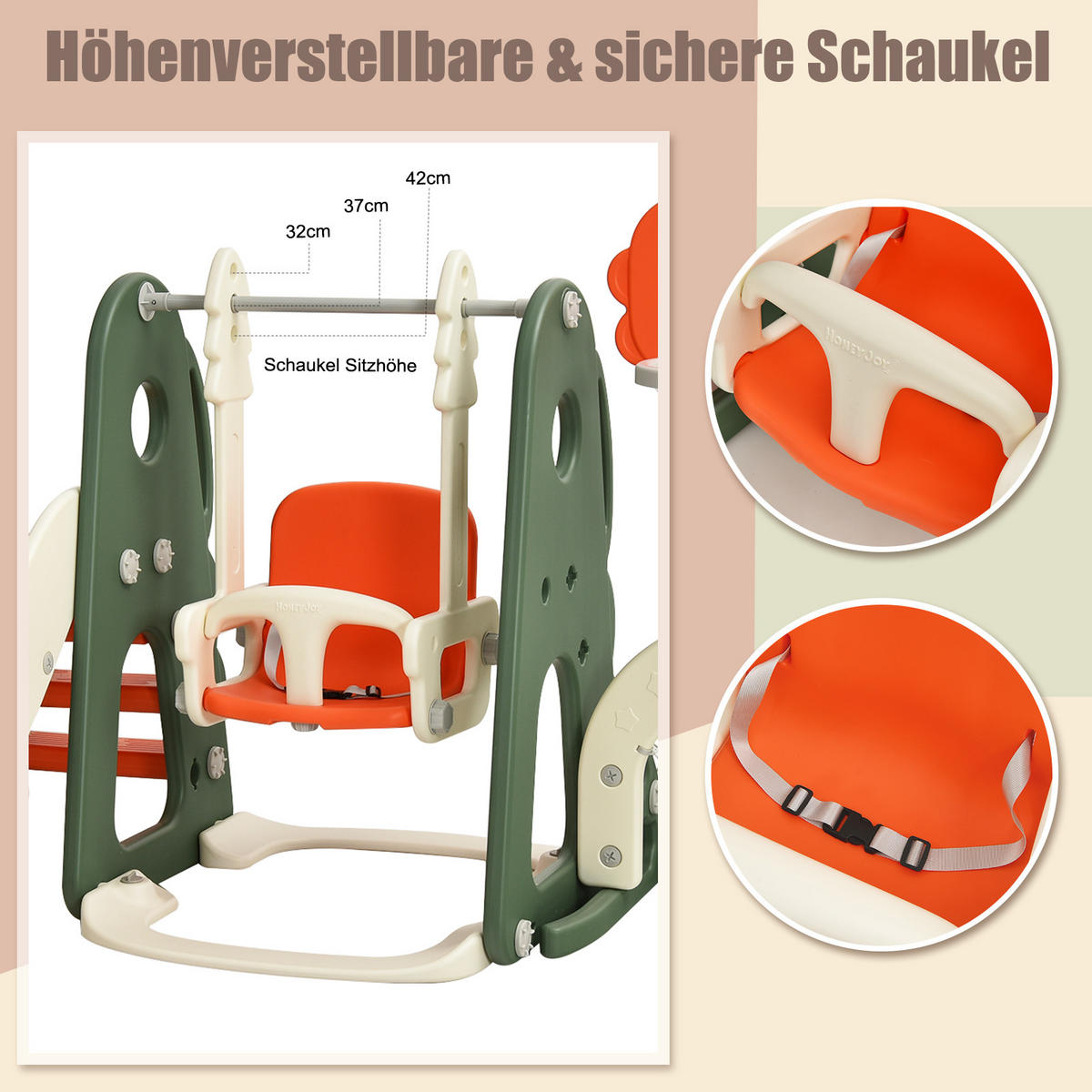 SPIELPLATZ kinder 6 in 1 Orange - Orange, Kunststoff (182/120/172cm) - COSTWAY