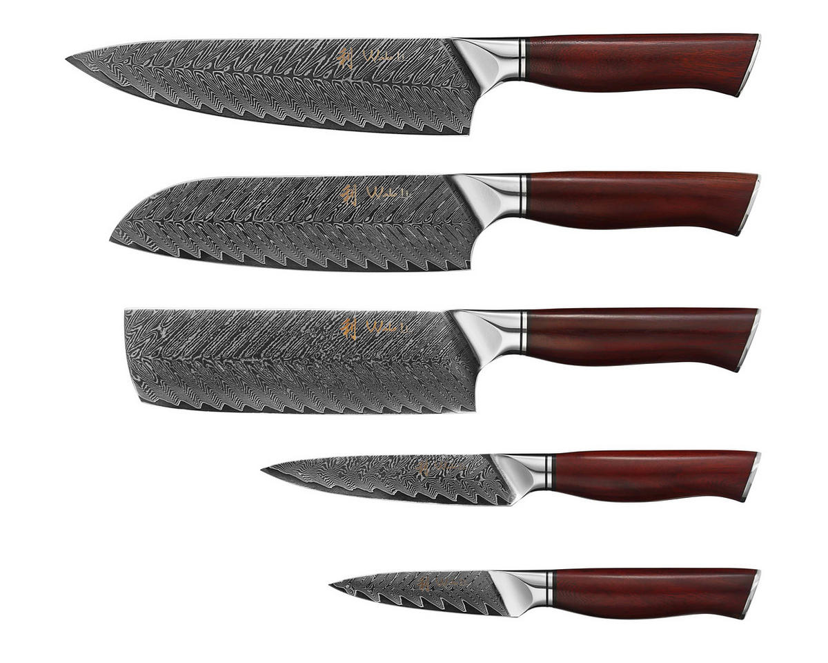 MESSER-SET 6-TEILIG 9–20 cm - Dunkelrot, Holz/Metall (1/1/1cm) - Wakoli