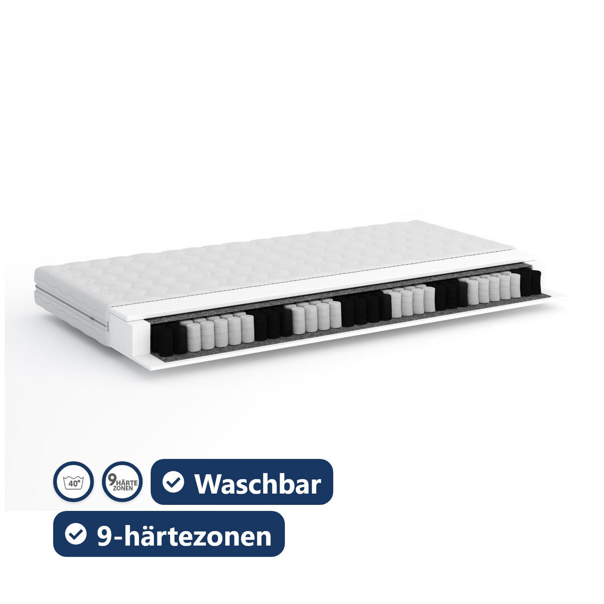 TASCHENFEDERKERNMATRATZE Anaba - Weiß, Kunststoff - Fedve