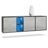 SIDEBOARD Cuba Türen in Beton Oxid Optik - Hellgrau, Holzwerkstoff (182/53/35cm) - Vladon