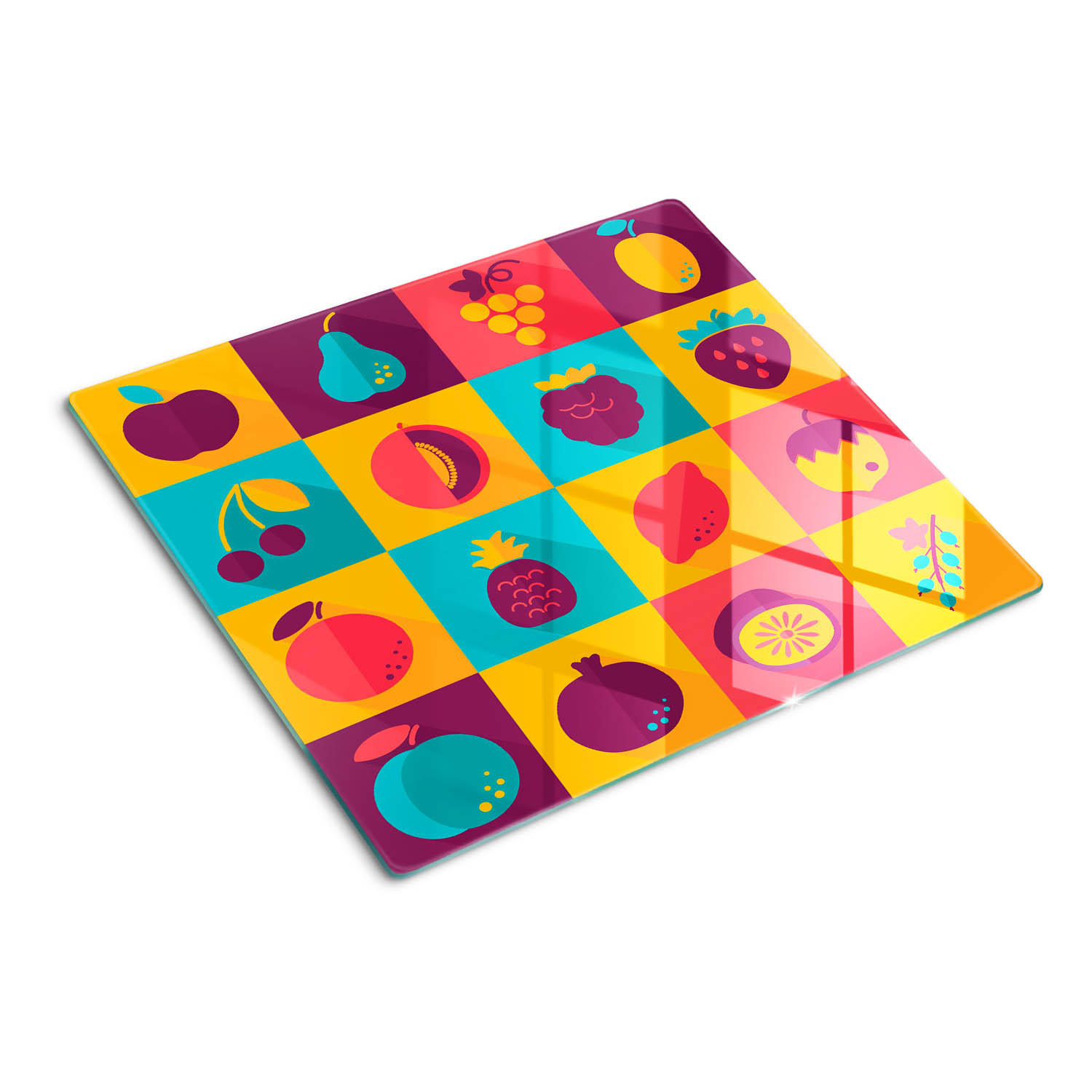 GLASPLATTE 60x52 cm Fruchtsymbole - Multicolor, Glas (60/0.4/52cm) - TULUP