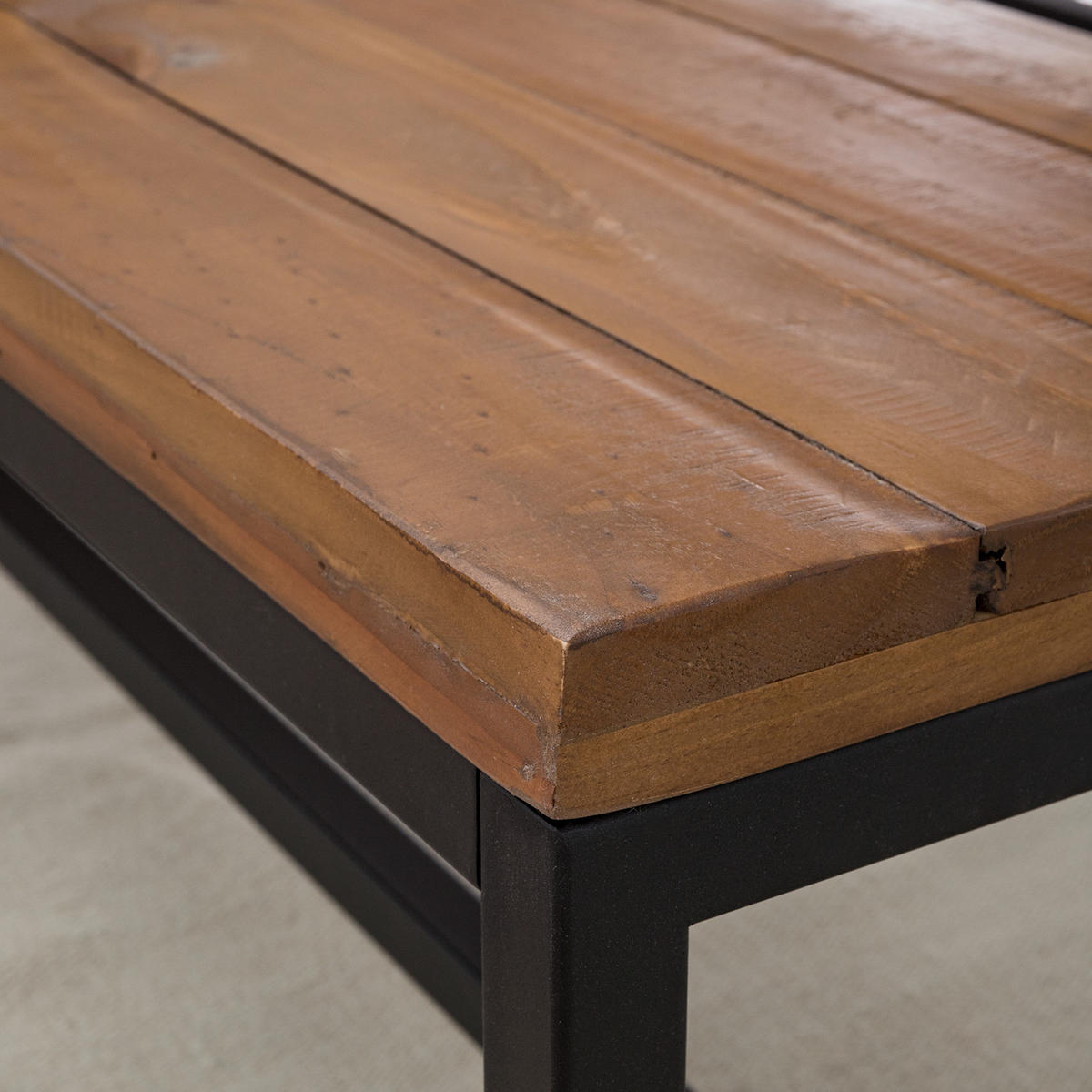 SITZBANK - Pinie massiv / Metall - Schwarz/Pinienfarben, Holz (170/45/37cm) - home24