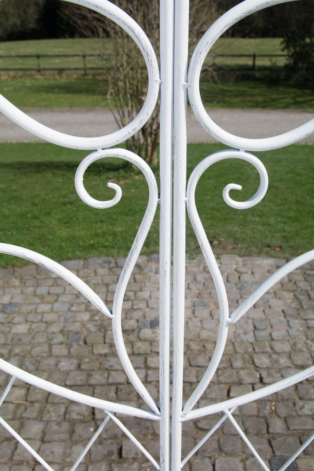 ROSENBOGEN Minden Tor 120x40x220cm Metall Antik-Weiß Rankhilfe - Weiß, Metall (120/220/40cm) - DELUKE