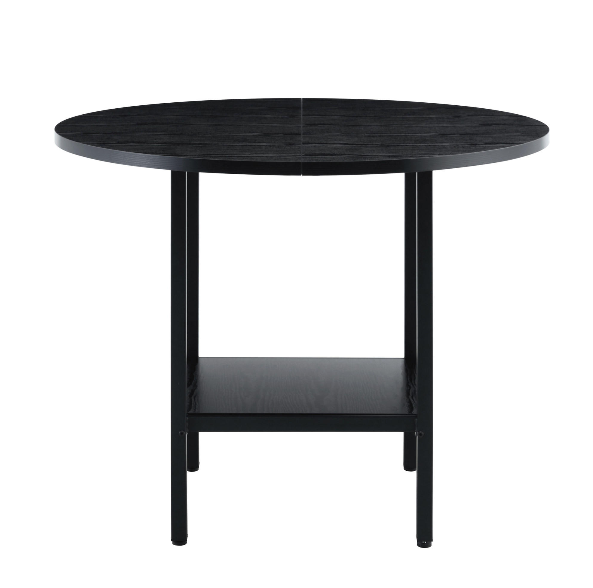 JEDÁLENSKÝ stôl 100 cm čierny, MDF a kov, s odkladacou policou, pre 4–6 osôb - čierna, kompozitné drevo (100/100/77cm) - BEAOK