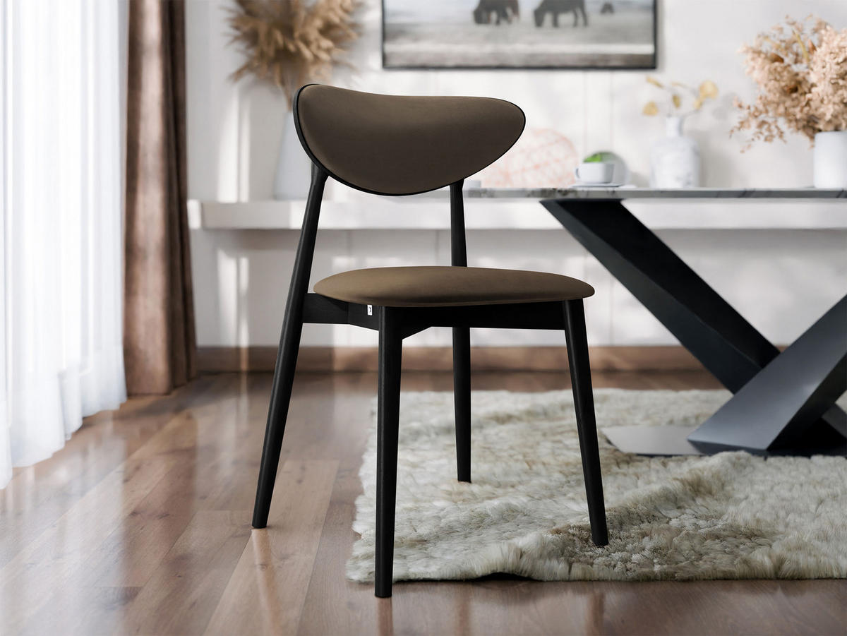 WOHNZIMMER STUHL KT65/C, Holzfarbe: Schwarz - Schwarz/Braun, Holz/Textil (48/80/49cm) - MIRJAN24