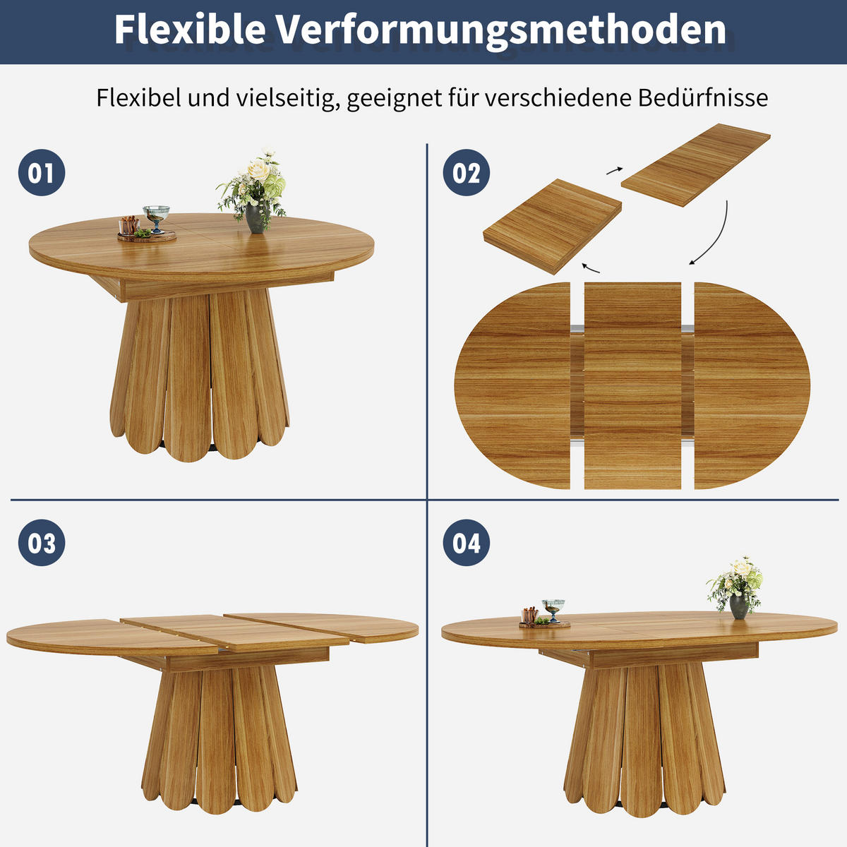 JEDÁLENSKÝ STÔL ausziehbar 118-158 cm Vintage Holzoptik - biela, kompozitné drevo (118/118/76cm) - Urban Meuble