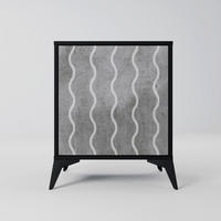 SIDEBOARD WAVES OF CONCRETE, Schwarz, 57,5x42x70,5 cm, Schwarze Metall-Sternfüße - Multicolor/Schwarz, Holzwerkstoff/Metall (57.5/70.5/42cm) - SpaceRebels