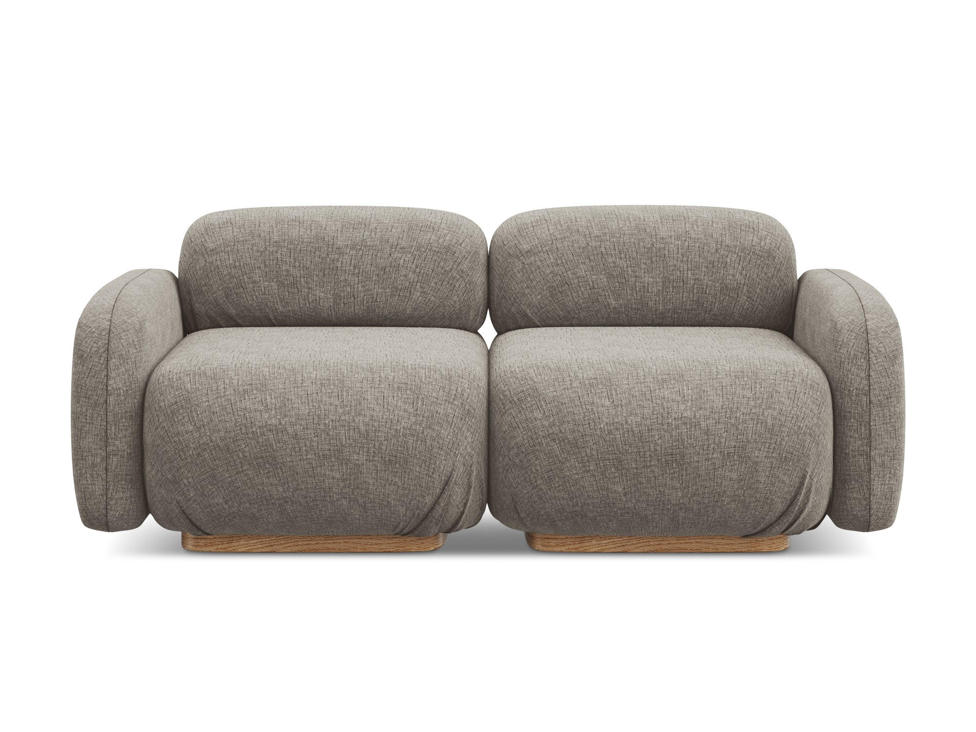 3-SITZER SOFA Chenille Stoff Grau - Taupe/Braun, Holz/Textil (190/73/95cm) - Makamii