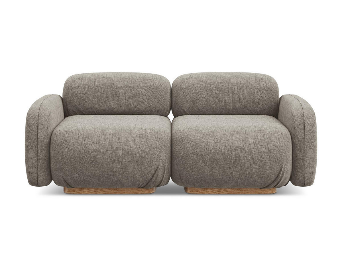 3-SITZER SOFA Chenille Stoff Grau - Taupe/Braun, Holz/Textil (190/73/95cm) - Makamii