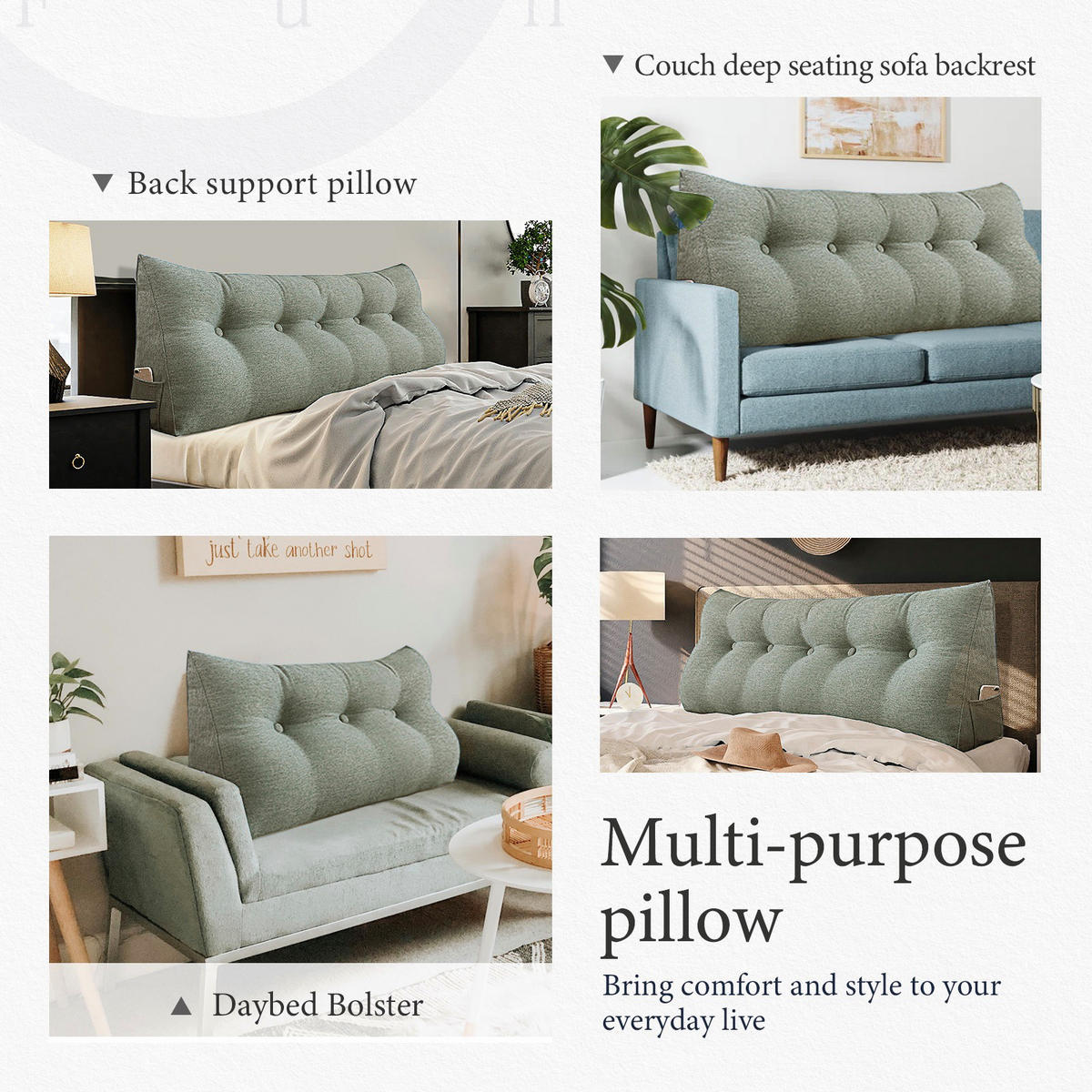 RÜCKENKISSEN für Bett Leinenlook Grau 160 cm - Grau, Textil (50/160cm) - Vercart