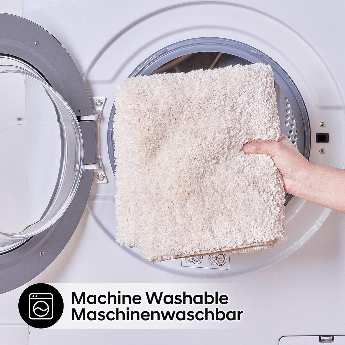 BADEMATTE rutschfest waschbar, weicher Badteppich, saugstark 50x80 cm Beige - Beige, Textil (50/80cm)