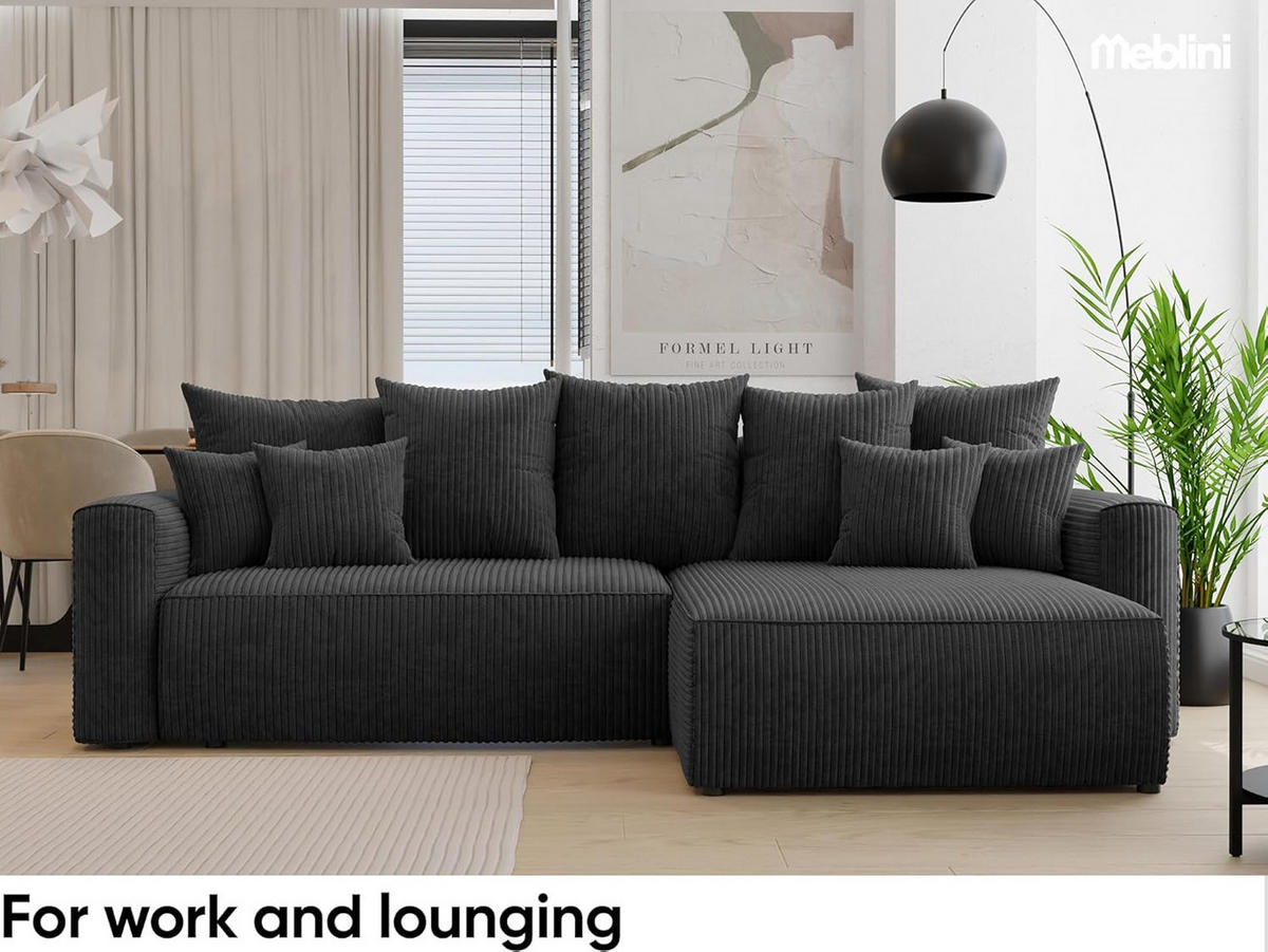 ECKSOFA BALI L - Schwarz, Holzwerkstoff (260/160cm) - Meblini
