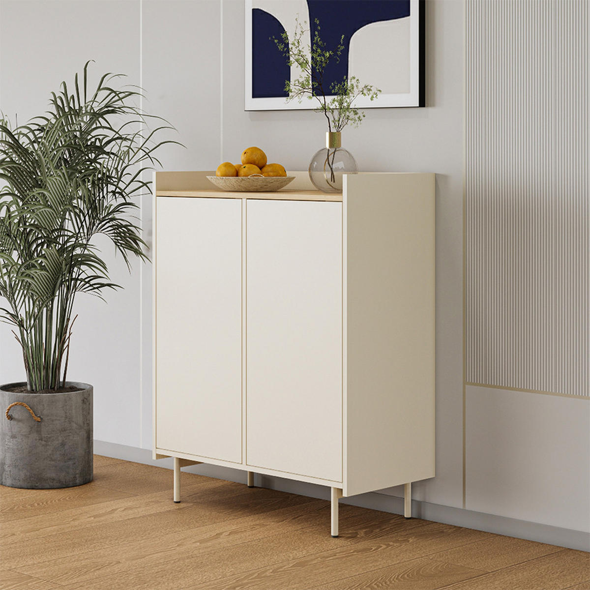 KOMMODE Velina Creme 80 x 103 cm mit 6 Fächern - Eichefarben/Creme, Holzwerkstoff (80/103/40cm) - Vicco