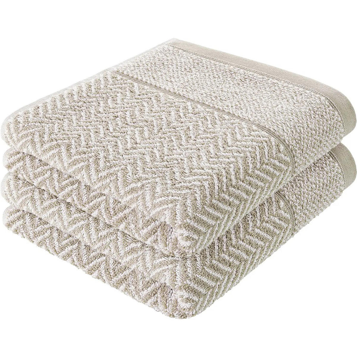 DUSCHTUCH 2er Set Italiana Sandgrau - Sandfarben, Textil (70/140cm) - Herzbach Home