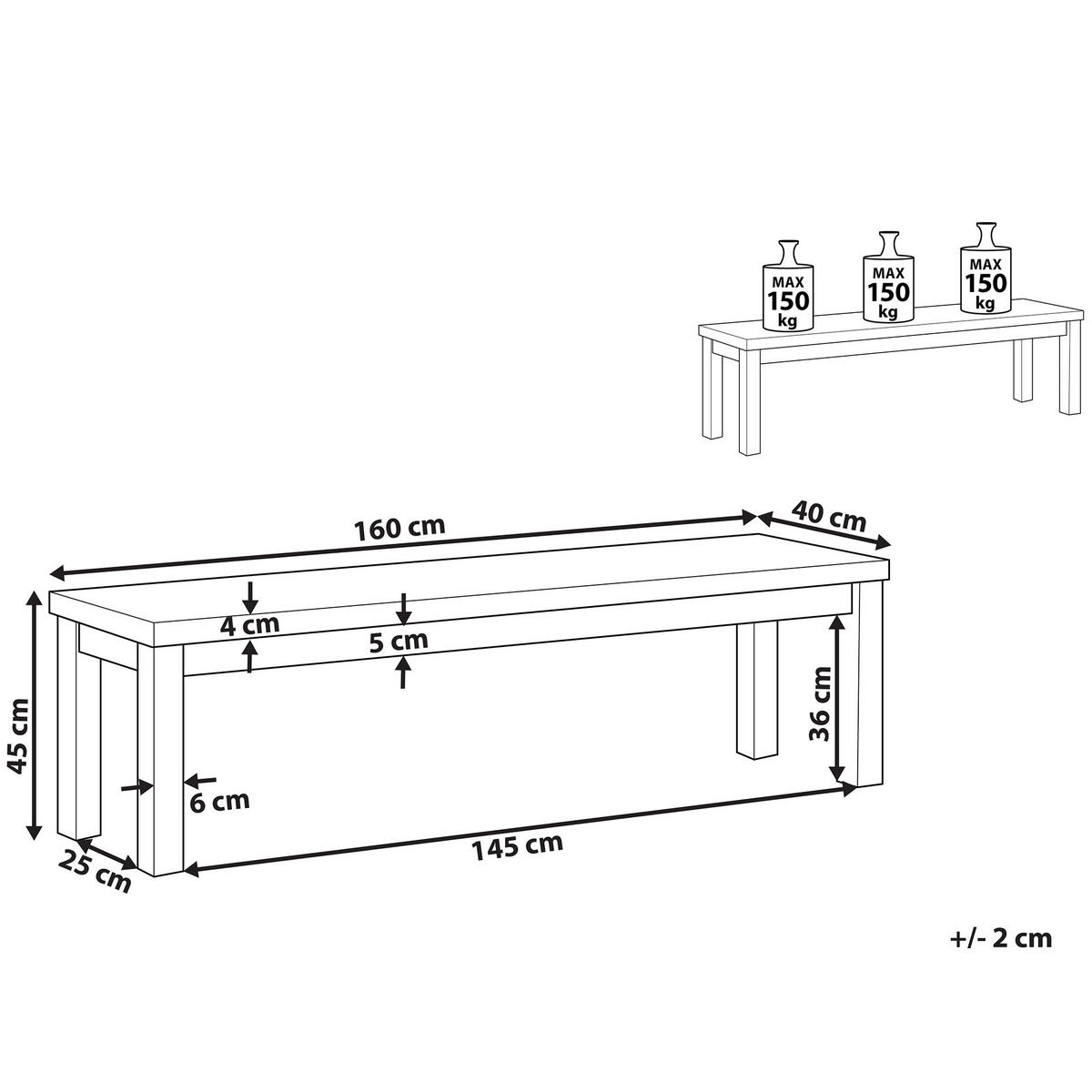SITZBANK Beton/Akazienholz grau/heller Holzfarbton 160 cm Ostuni - Grau, Stein (160/45/40cm) - Beliani