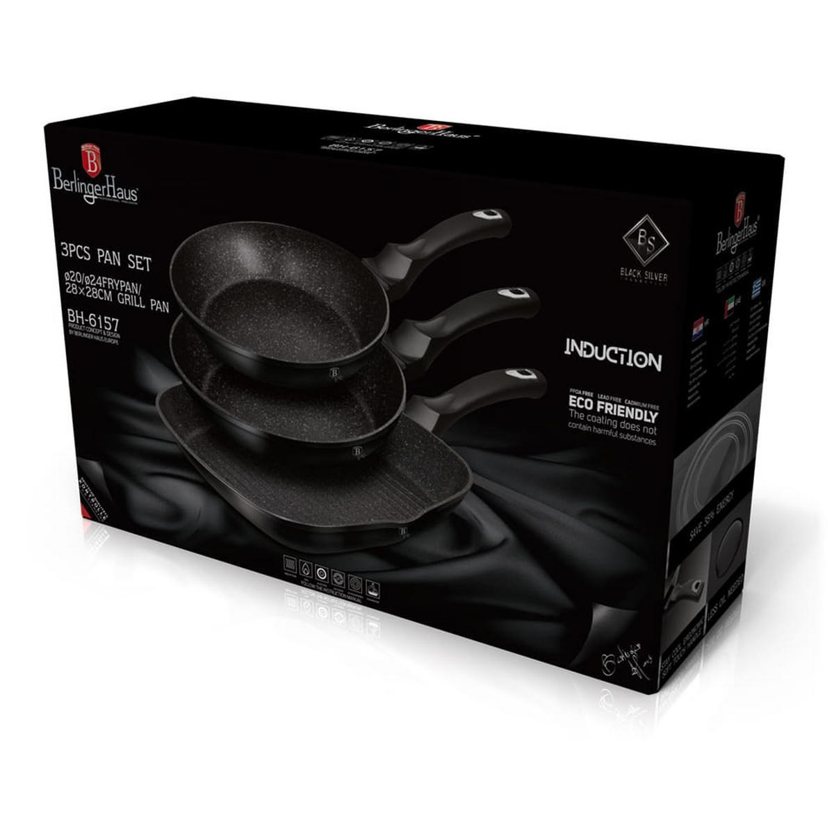 PFANNENSET Schwarz 28/28/4.1 cm BH6157 - Schwarz, Metall - Berlinger Haus