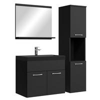 BADMÖBEL-SET Montreal 4 Teile Schwarz Matt - Schwarze Waschbecken - 60 x 35 x 51 cm - Schwarz, Holz (60/51/35cm) - Badplaats