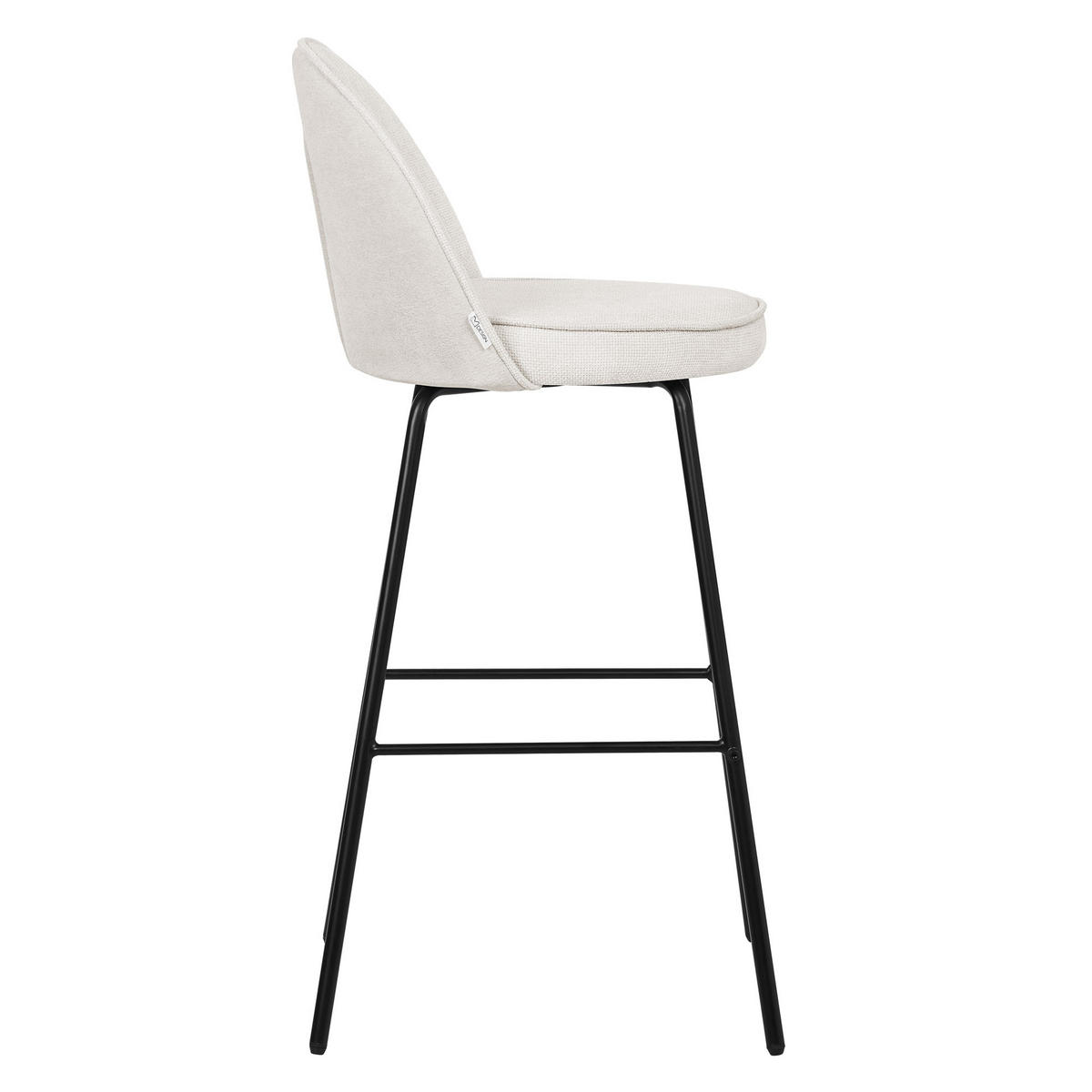 BARHOCKER 2er Set Beige mit Stoffbezug - Beige/Schwarz, Textil/Metall (52/102/50cm) - ML-DESIGN